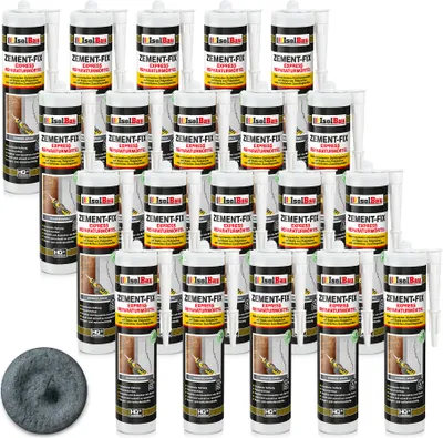 Produktbild von Isolbau Zement-Fix 20 x 300 ml Dunkelgrau Express Reperaturmörtel - Dichtungsmasse für Fugen & Risse im Innen- & Außenbereich, Kartusche