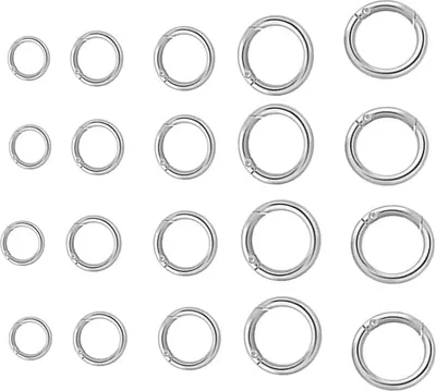 Produktbild von 20 Stück Runde Karabiner Haken aus Edelstahl in Silber 13mm 16mm 19mm 25mm 31mm für Schlüsselringe DIY Basteln Taschenaccessoires