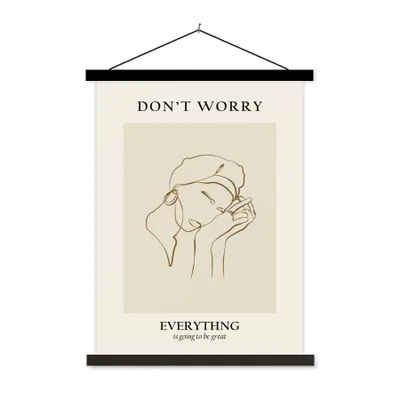 Produktbild von MuchoWow® Textilposter Frau - Linienkunst - Zitate - Text 40x53 cm mit schwarzem Rahmen - Abbildung