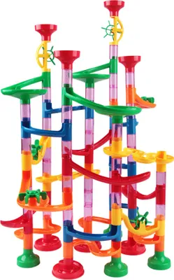 Produktbild von 105-teilige bunte Bahn 60-teilige Glasmurmelbahn - mit spannenden Bahnelementen für Kinder von 4-12 Jahren