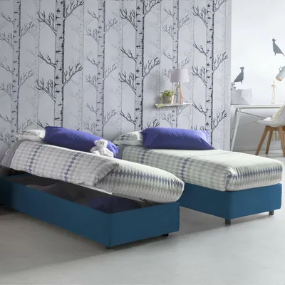 Immagine prodotto di Talamo Italia Letto Singolo Adoxa 95x205 cm blu, Sfoderabile Contenitore  Italy