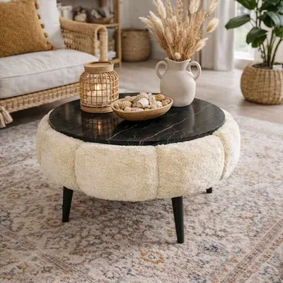 Produktbild von Couchtisch aus Holz "Papatya 60" - 60 x 60 x 44 cm - Creme