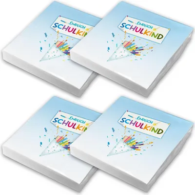 Produktbild von itenga 80x Serviette Schulanfang Endlich Schulkind hellblau