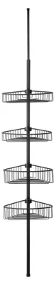 Teleskop-Duschregal, Aluminium, 4 Körbe, bis 270 cm, Schwarz