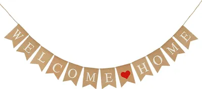 Produktbild von Vintage Welcome Home Banner Rustikal Leinen Buchstaben Wimpel Girlande 2.8 M für Familie Party(braun-Welcome Home)
