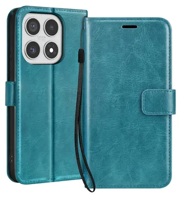 Immagine prodotto di Mayaxess, custodia per portafoglio Xiaomi 17 con cinturino e supporto, turchese