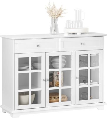 SoBuy FSB77-W Szafka kuchenna Wyspa kuchenna Komoda Kredens Stół barowy Stół jadalniany Bufet Biały WD 119x90x40cm