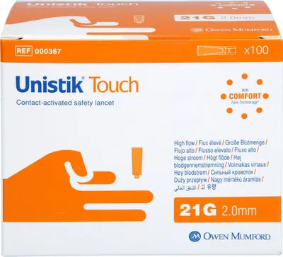 Productafbeelding van Unistik Touch 21G, 100 stuks, verpakking