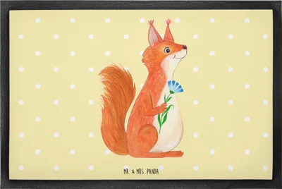 Produktbild von Mr. & Mrs. Panda fußmatte Eichhörnchen Blume 60 x 90 cm - Gelb Pastell - Geschenk, Schmutzfangmatte, glücklich Spruch, Motivation Sprüche, Lustige, Schmutzfangteppich