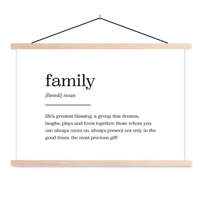 Produktbild von MuchoWow® Textilposter zitate - familie - Wörterbuch - Sprichwörter - Definition 60x40 cm mit holzfarbenen Rahmen - Bilder