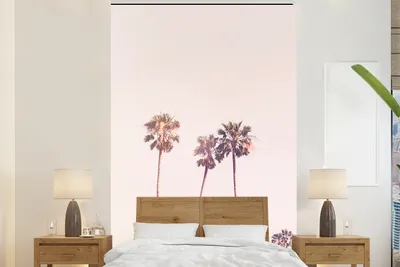 Produktbild von MuchoWow® Fototapete für Wohnzimmer oder Schlafzimmer Wandtapete Vinyl Motivtapete Palmen - Sonne - Natur - Himmel - 225x350 cm - Schlafzimmer tapete