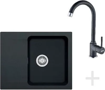 Obrázok produktu pre Franke Sety - Kuchynský set T29, tectonitový drez OID 611-62, čierna + batéria FP 9000, ónyx NEW 114.0366.037