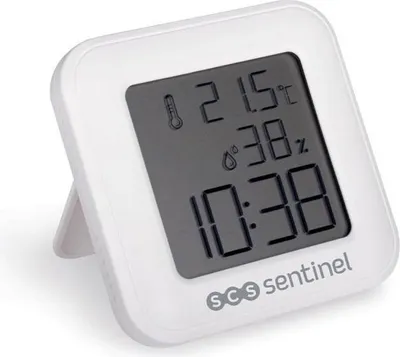 Zdjęcie produktu dla Termometr Higrometr Wewnętrzny SCS SENTINEL ThermoHygro, Pomiar Temperatury i Wilgotności, Wyświetlanie Godziny, Alarm