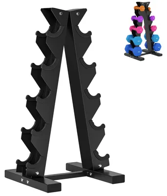 Obrázek produktu pro Stojan na činky, 5úrovňová konstrukce, maximální nosnost 100 kg, černý