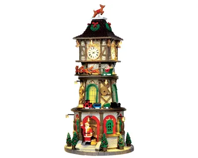 Obrázok produktu pre Lemax - Christmas Clock Tower - Beleuchteter & Animierter Weihnachts-Uhrenturm mit Sound - 4,5V Adapter - 45735