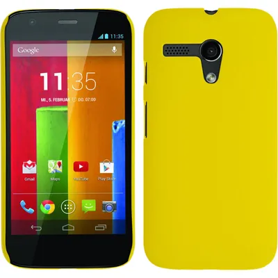 Produktbild von PhoneNatic Case kompatibel mit Motorola Moto G - Hülle gelb gummiert Hard-case + 2 Schutzfolien