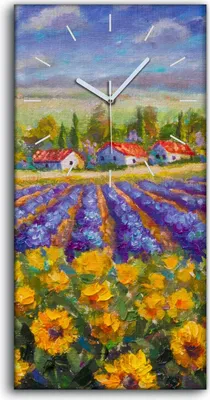 Produktbild von Küche Wohnzimmer Wand Leinwand Uhr 30x60 Malerei Wiese Blumen Landschaft Kunst - weiße Hände