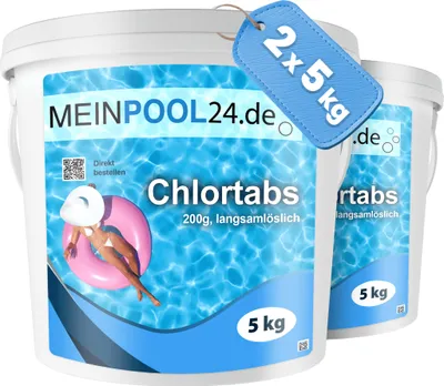 Produktbild von 2x5kg Chlortabs 200g langsam löslich Chlortabletten Chlor Tabs für Poolwasser