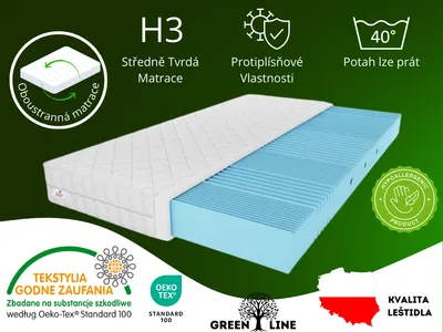 Obrázek produktu pro Pěnová matrace Nicole s masážní vrstvou, 90x200 cm, výška pěnové matrace cca 10 cm, stupeň tuhosti H3, barva: bílá, vysoce pružná pěna včetně potahu