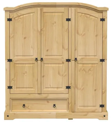Produktbild von Kleiderschrank aus massivem Kiefernholz mit Eichenakzenten