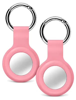 Produktbild von 2x AirTag Anhänger Rosa – AirTag Schlüsselanhänger / Hülle – Silikon Cover Case für Apple AirTag – 2er-Set