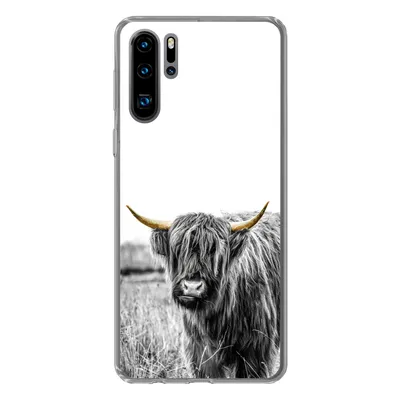 Produktbild von MuchoWow® Handyhülle Schutzhülle Hülle für Huawei P30 Pro Schottischer Highlander - Gold - Schwarz - Weiß Silikon Softcase Handy Hülle - Schutzdeckel