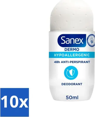 Zdjęcie produktu dla Sanex Dermo - dezodorant w kulce - hipoalergiczny - 48-godzinny antyperspirant - 50 ml - ekonomiczne opakowanie - 10 sztuk