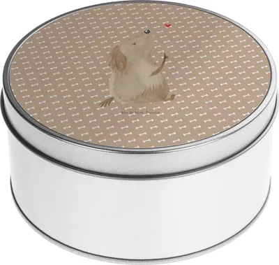 Produktbild von Mr. & Mrs. Panda Metallbox Hund Liebe - Hundeglück - Geschenk, Hunde, Herz, Vorratsdosen, Dose, Blechdose, Kaffeedose, keksdosen