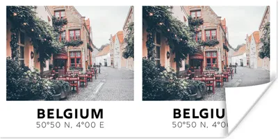 Produktbild von MuchoWow® Poster Belgien - Terrasse - Straße 150x75 cm - ohne Rahmen