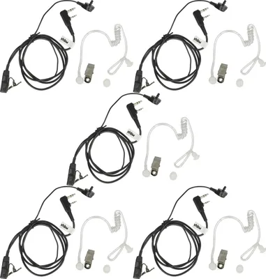 Produktbild von vhbw 5x Headset kompatibel mit Kenwood TK-430, TK-431 Funkgerät - schwarz, Akustikschlauch