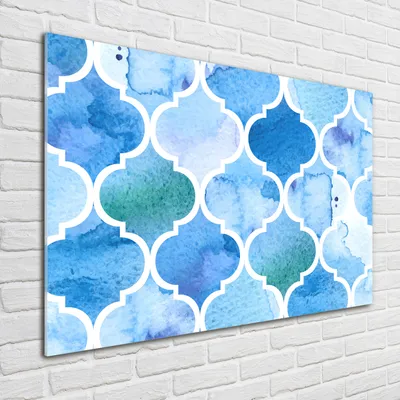 Produktbild von Tulup® Glas-Bild - 100 x 70 - Wandbild aus Glas - Wandkunst - Wandbild hinter gehärtetem Sicherheitsglas - Sonstige - Muster Marokkanisch - Blau