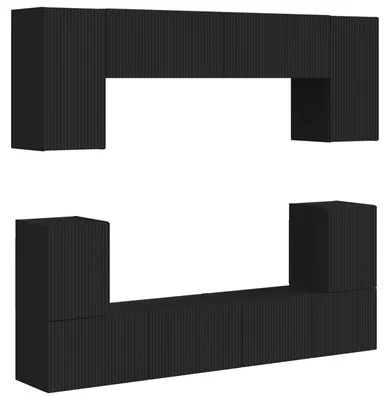 Image de vidaXL Ensemble de meubles TV Fixé au mur 5 pcs Noir Bois composite