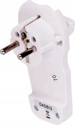 Produktbild von Flachstecker mit Griff weiß 7mm 2P+Z 16 A, 3500W Mit Erdung