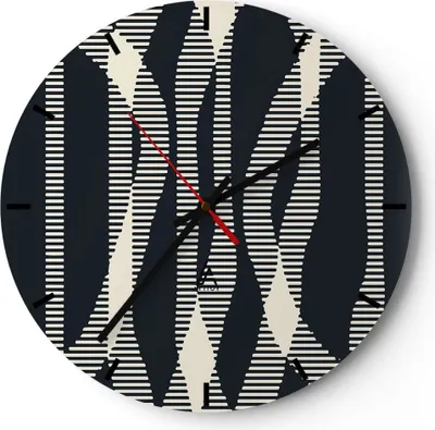 Produktbild von Wanduhr - Rund - Glasuhr - Abstraktion künstlerisch kreativ - 30x30cm - Schleichendes Uhrwerk - Lautlos - zum Aufhängen bereit - Dekoration Modern - Wanddekoration aus Glas - C3AR30x30-4943