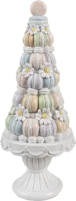 Zdjęcie produktu dla Clayre & Eef Figurka dekoracyjna Tort Ø 12x30 cm Biało-różowe plastikowe makaroniki