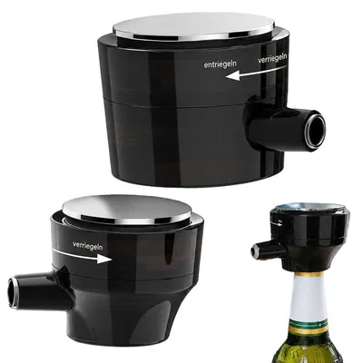 Produktbild von 2er-Set Weinausgießer & Bierschaum-Spender, Metall schwarz – Weinbelüfter und Flaschenausgießer für Rotwein, Bier & Gourmet