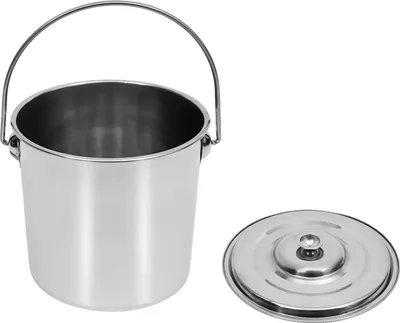 Immagine prodotto di Secchio in acciaio inox da 12 l - Secchio con coperchio - Acciaio inox - Per conservazione, cucina, gastronomia, trasporto - Argento