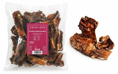 Produktbild von Paul & Paulina Fleischige Ochsenziemerstücke 1kg luftgetrocknet Kausnack für Hunde