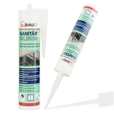 Produktbild von duBAUST Sanitärsilikon TRANSPARENT, professionelles Abdichten in Küche, Bad, Dusche, Fliesen, acetatvernetzend 310ml