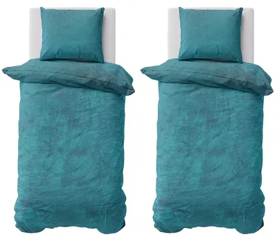 Produktbild von Winter Bettwäsche Teddy Plüsch 155x220 + 80x80 Bettbezug Cashmere Touch Nicki Uni / Wende Petrol, 4 teilig