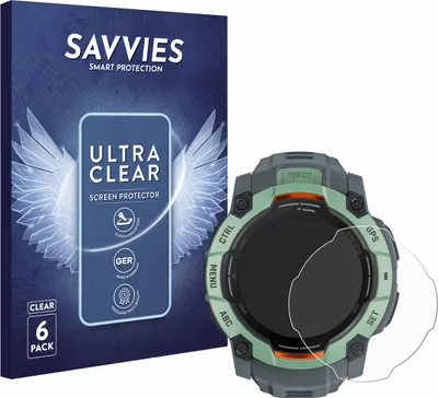 Produktbild von 6x Für Garmin Instinct 3 AMOLED (50 mm) Schutzfolie Savvies Displayschutz Display Schutz Folie Klar Transparent
