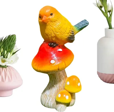 Obrázek produktu pro Zahrádní soška ptáka – soška zvířete do zahrady – dekorace do zahrady – realistický design – 15 x 8 x 15 cm – červená