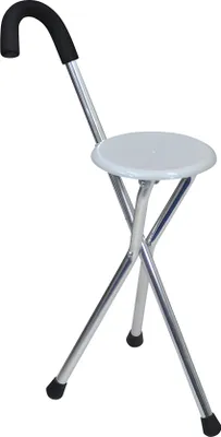 Produktbild von Gehstock mit Sitz aus Aluminium und Kunststoff, 100 kg Belastbarkeit, unter 1 kg