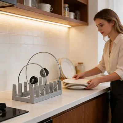 Produktbild von Topfdeckelhalter 6-Fach Platzsparender Abtropfständer