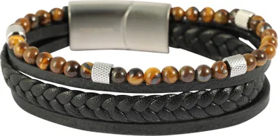 Produktbild von "Nanno" Armband aus Kunstleder mit Naturstein (Feuersetin), VE-4