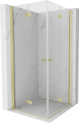 Image de Mexen Mist-F Duo cabine de douche pliante 85 x 85 cm, transparent, or brossé - 8A6-085L-085P-55-00