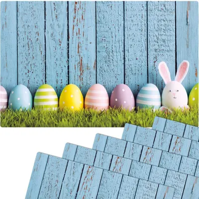 Immagine prodotto di Set di 6 tovagliette lavabili Pasqua Uova di Pasqua e aspetto legno