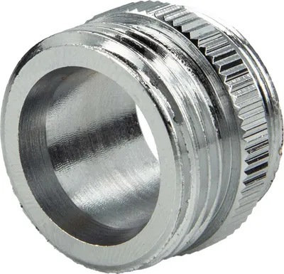 A close-up, studio shot of a metal adapter fitting.