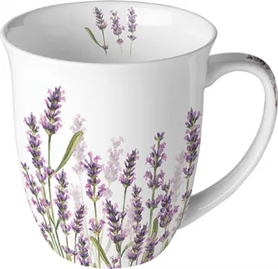Produktbild von Tasse 10cm Porzellan mit Lavendel Motiv Lila / Weiß