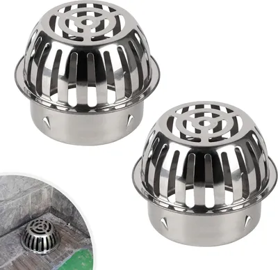 Obrázek produktu pro Ochranná mřížka proti listí z nerezové oceli 100 mm pro dešťové svody, 2 kusy